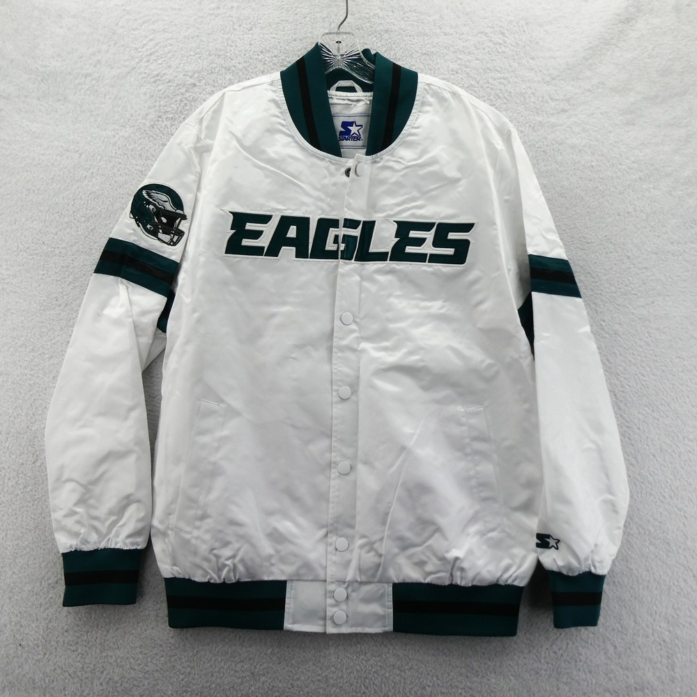Starter Jacket Men Large Philadelphia Eagles White Mid Y2K Vintage Deadstock NFL